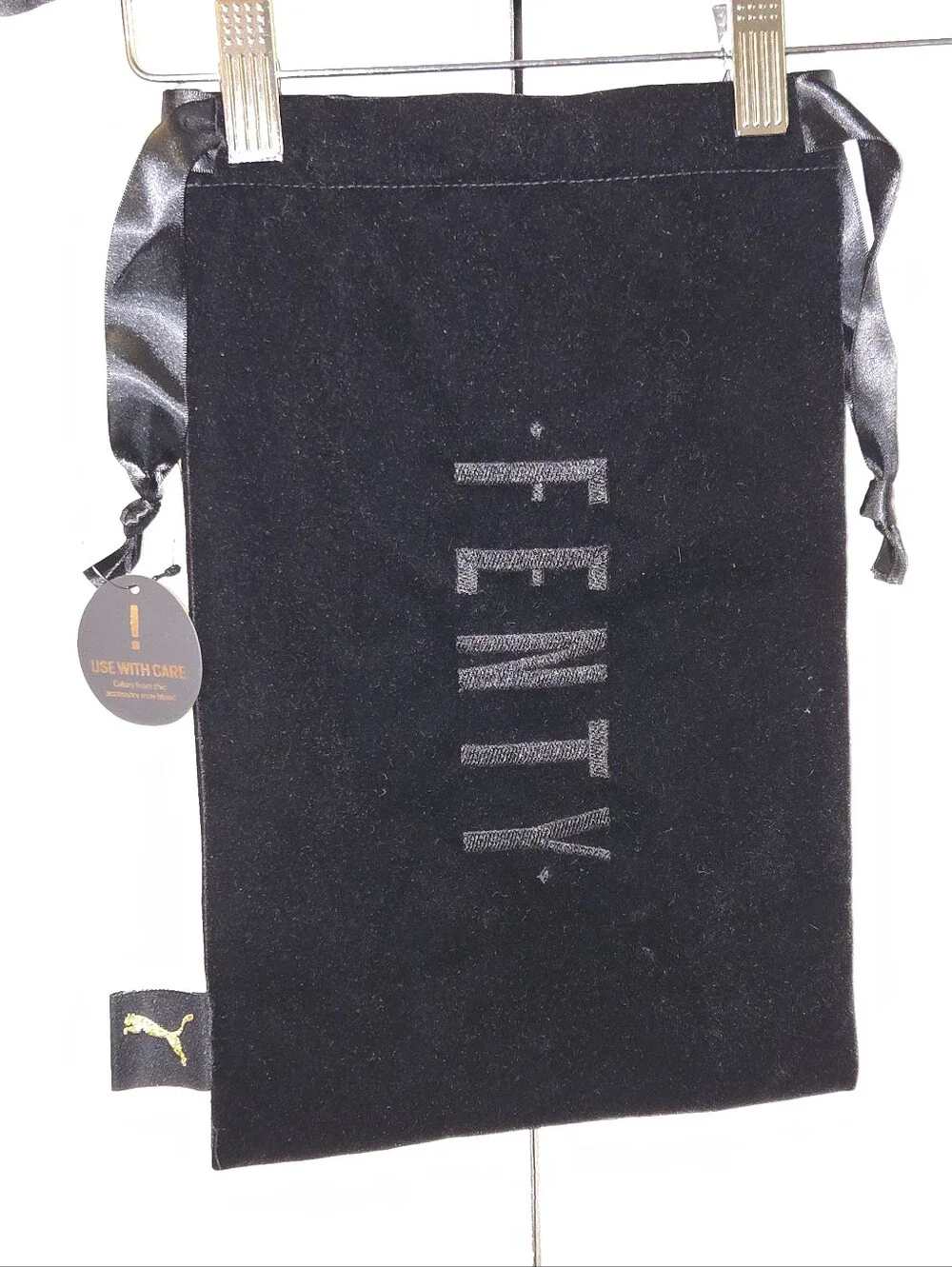 FENTY Black Velvet Drawstring Cosmetic Pouch Storage Travel